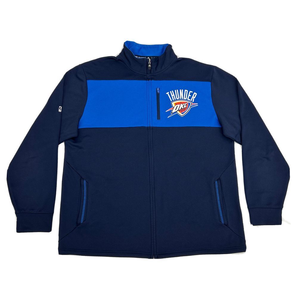 Oklahoma City Thunder Jacket Mens XL‎ Blue adidas Climawarm Full Zip Track NBA